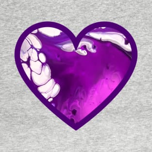 Purple/Lavender Paint Pour Heart T-Shirt